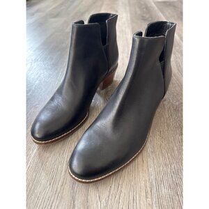 Cole Haan Black Leather Ankle Booties With Block Heel Size 7.5B Fall Fashion
